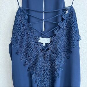 Wayf Midnight Blue Lace Detail Top (bodysuit)